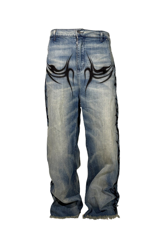Hellstar Raw Edge Jeans - Airbrushed